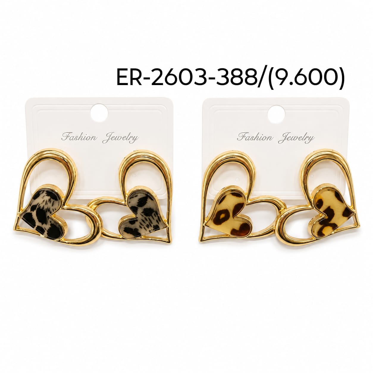 Aros corazón con estampado leopardo