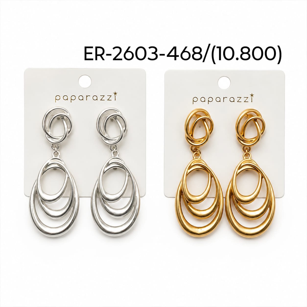 Aros triple gota plata y dorado