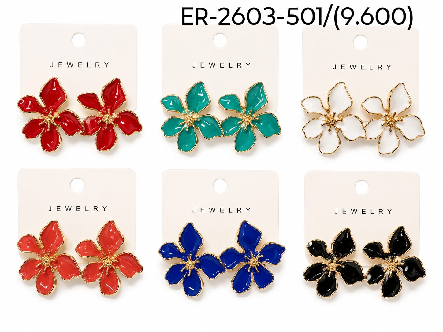 Aros flor 5 pétalos estambre dorado